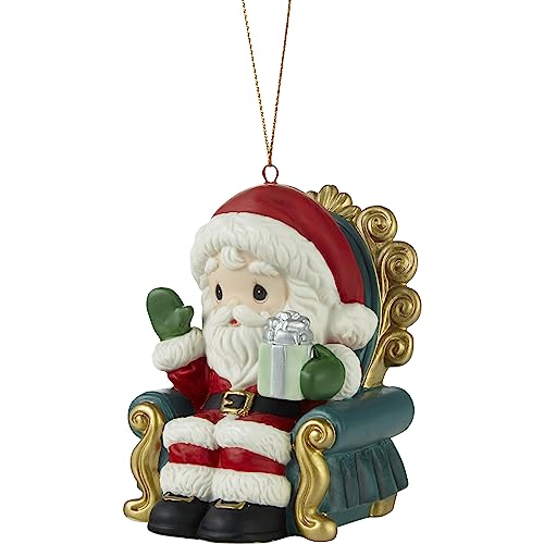 Santa’s Here Bringing Cheer Annual Santa Bisque Porcelain Ornament