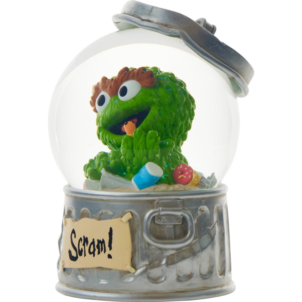 Sesame Street Oscar in Garbage Can Snow Globe