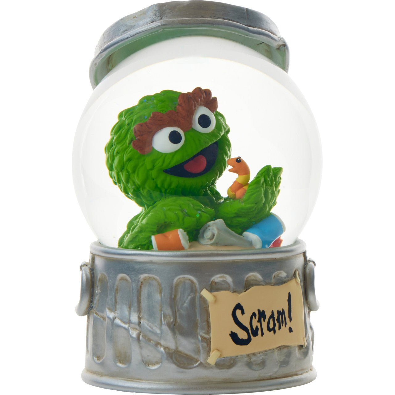 Sesame Street Oscar in Garbage Can Snow Globe