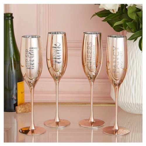 Sip Sip Hooray / Pop Fizz Clink - Champagne Flutes, Set of 2