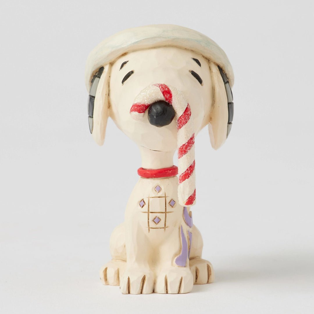 Snoopy Glitter Candy Cane Mini Figurine, 2.75 Inch