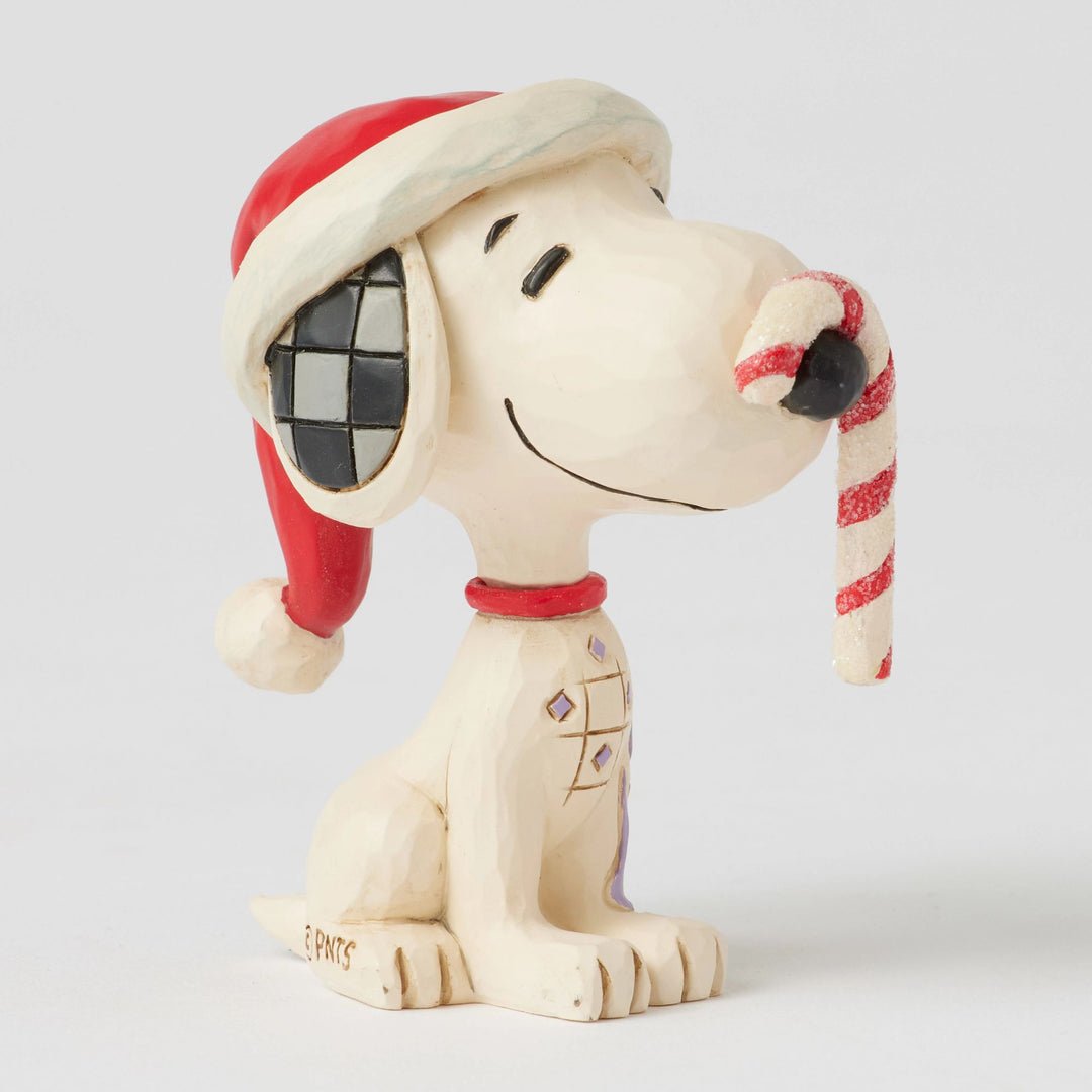 Snoopy Glitter Candy Cane Mini Figurine, 2.75 Inch