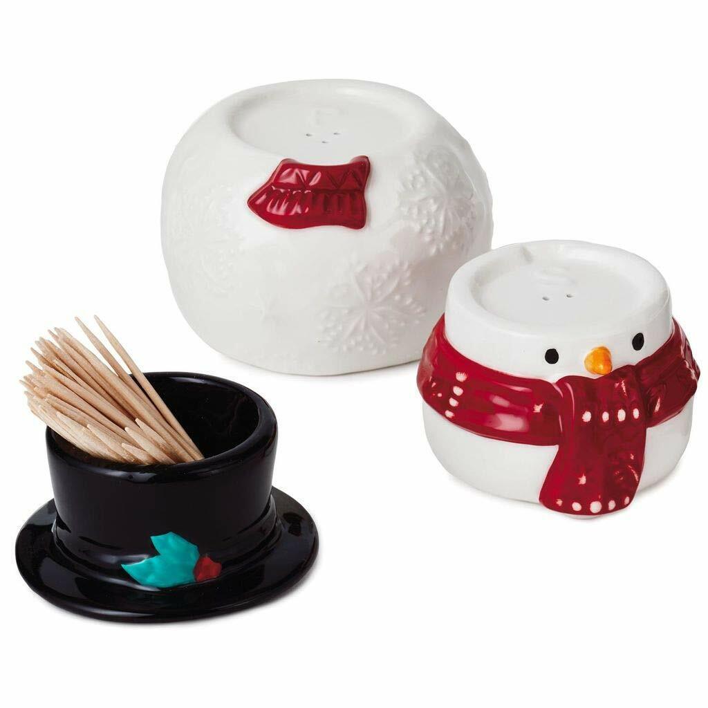 Stacking Snowman Salt & Pepper & Toothpick Holder