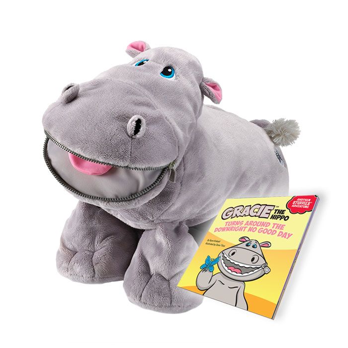 Stuffies Gracie the Hippo Zip Pockets Stuffed Toy