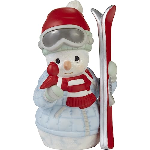 ‘Tis The Ski-Son to Be Jolly Annual Snowman Bisque Porcelain Figurine