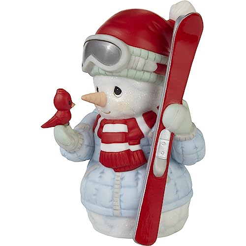 ‘Tis The Ski-Son to Be Jolly Annual Snowman Bisque Porcelain Figurine