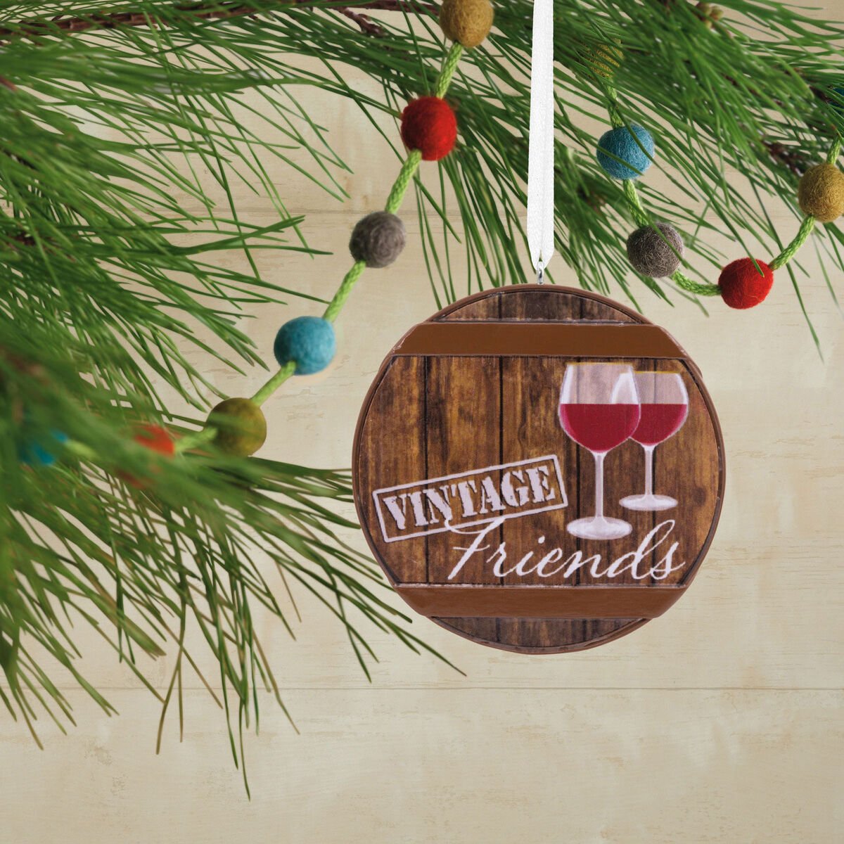 Vintage Friends Wine Cask Tree Trimmer Ornament