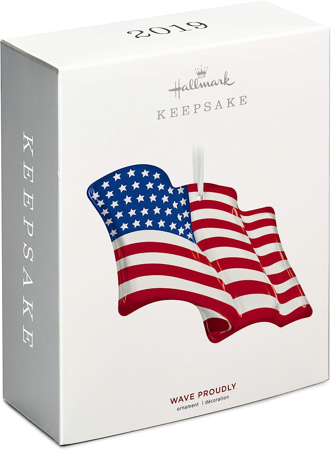 Wave Proudly, American Flag, Glass, 2019 Keepsake Ornament