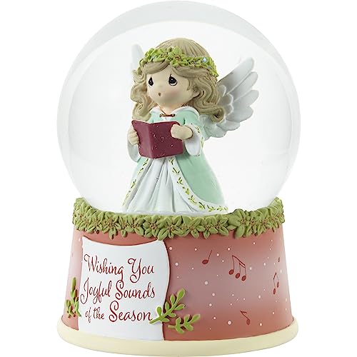 Wishing You Joyful Sounds of The Season Annual Angel Resin/Glass Musical Snow Globe