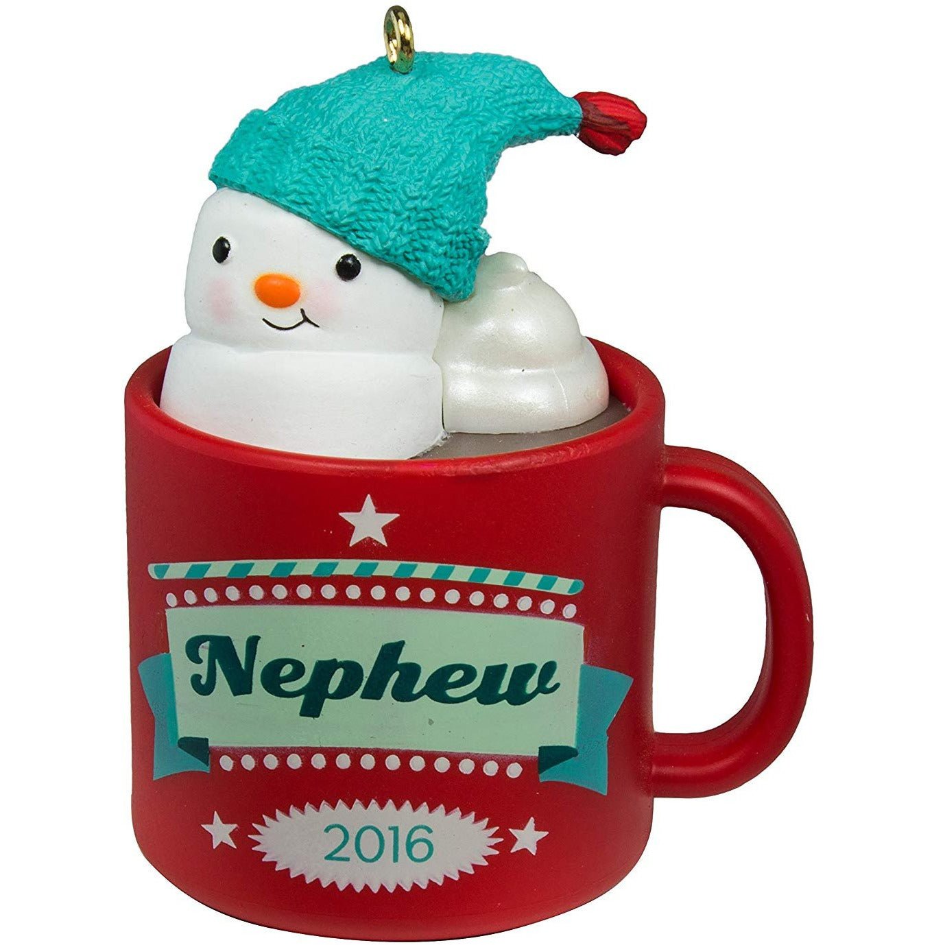 Hallmark Keepsake 2016 Nephew Hot Cocoa Mug and Marshmallow Snowman Ornament