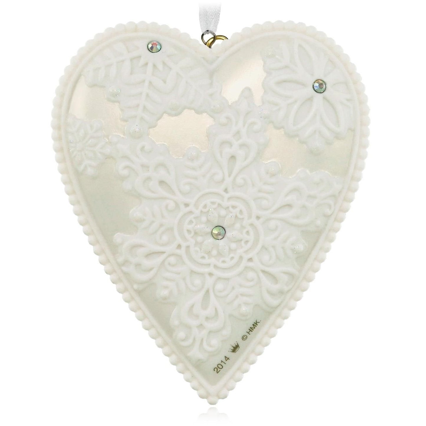 Hallmark QGO1156 Our First Christmas - Porcelain Heart 2014 Keepsake Ornament