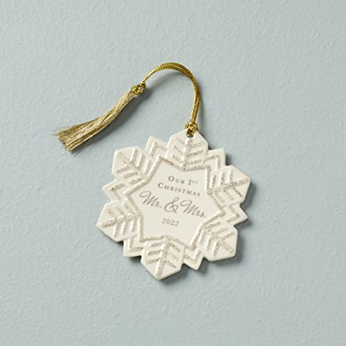 Lenox 2022 Our First Christmas Together Snowflake Ornament, 0.20, Ivory