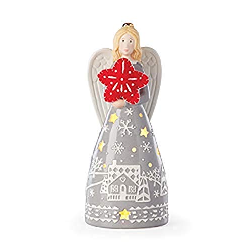 Lenox Festive Folk Light - Up Angel Figurine, 0.90 LB, Ivory
