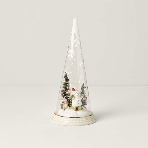 Lenox Merry & Magic Light - Up Sledding Snowman Glass Cone, 1.50 LB, Multi