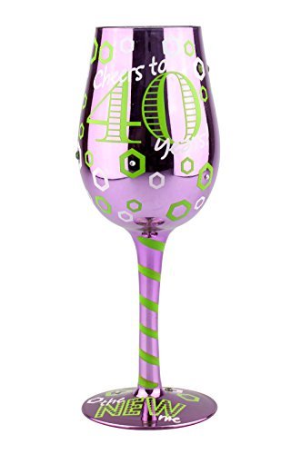 Top Shelf Cheers to 40 Years Decorative Metallic Birthday Wine Glass