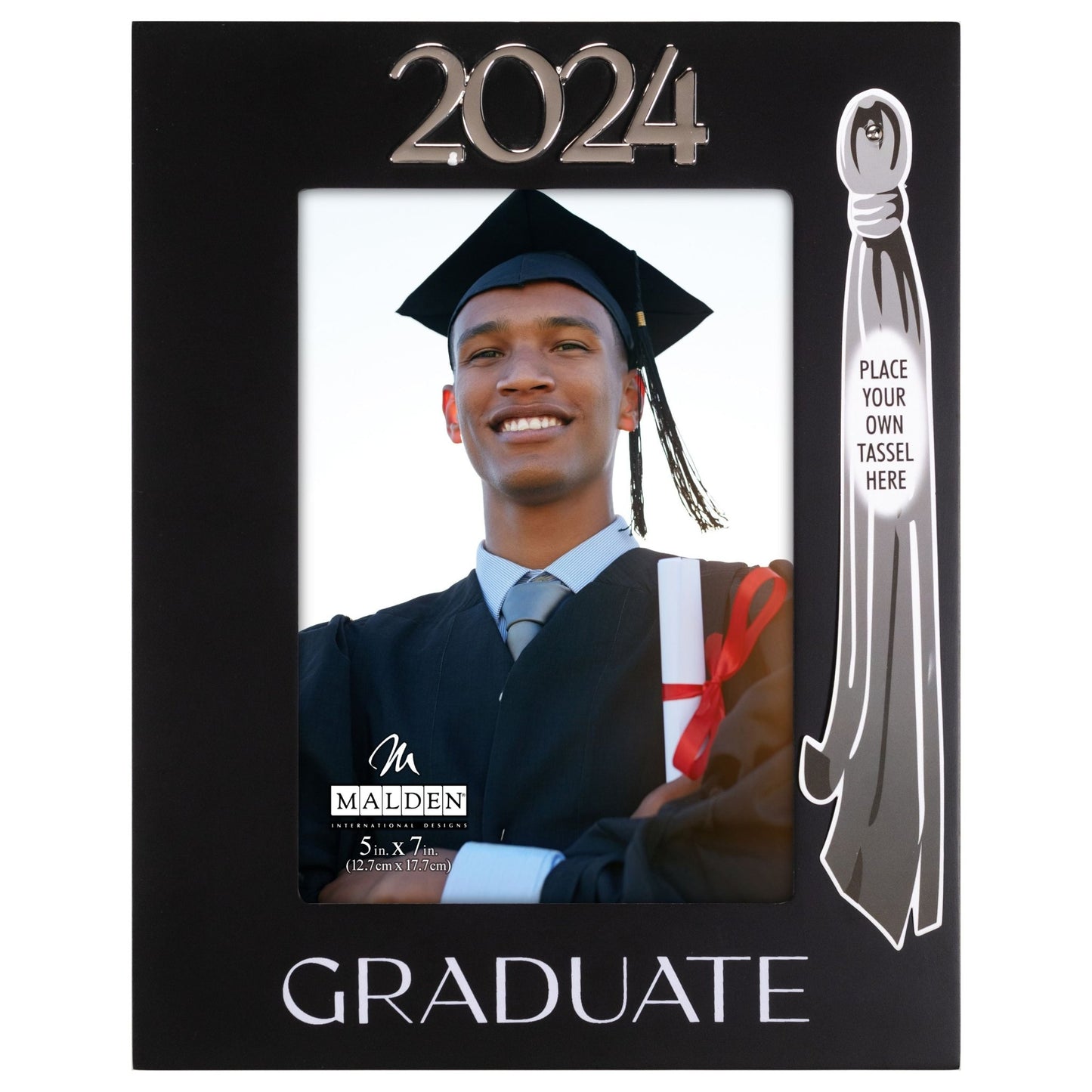 2024 Graduate Black Picture Frame Holds Tassel and 5"x7" Photo