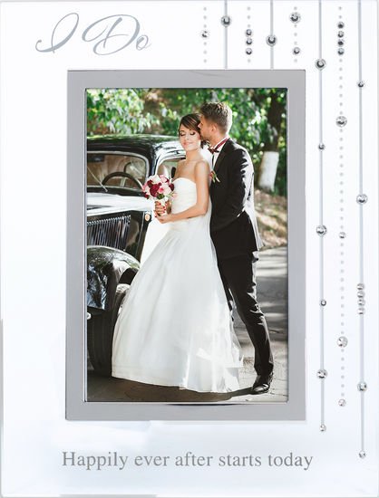 4X6 I Do Glass W/Jewels Frame