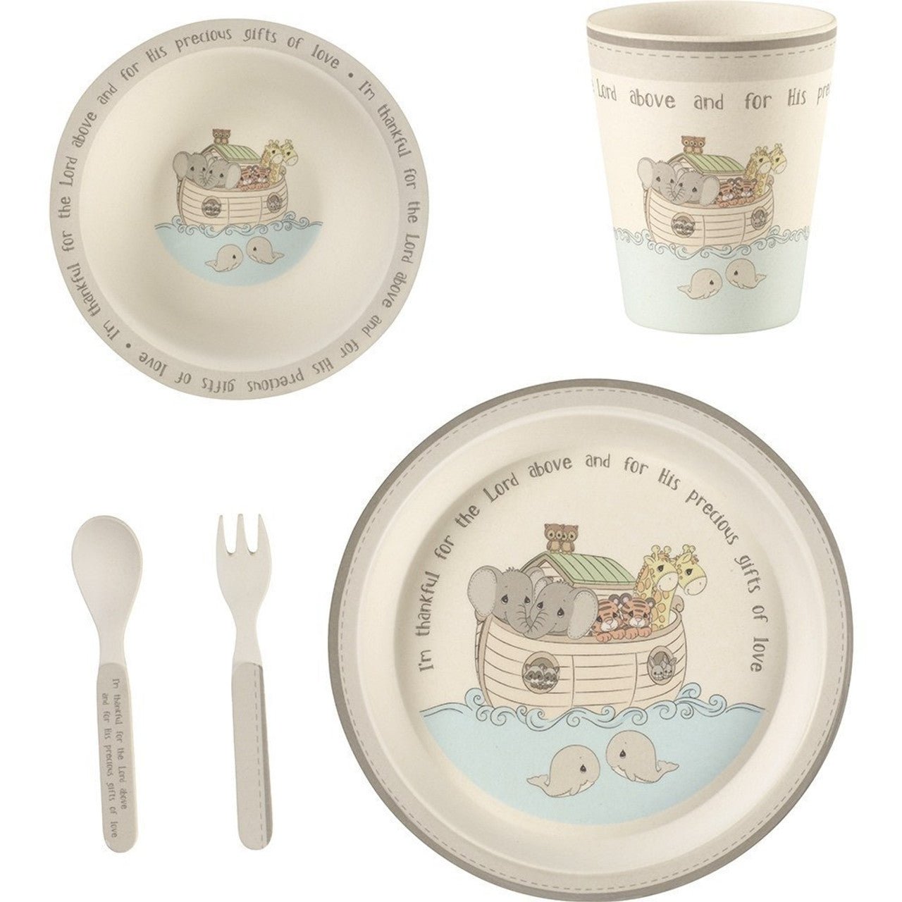 5 - Piece Noah’s Ark Mealtime Gift Set, Bamboo