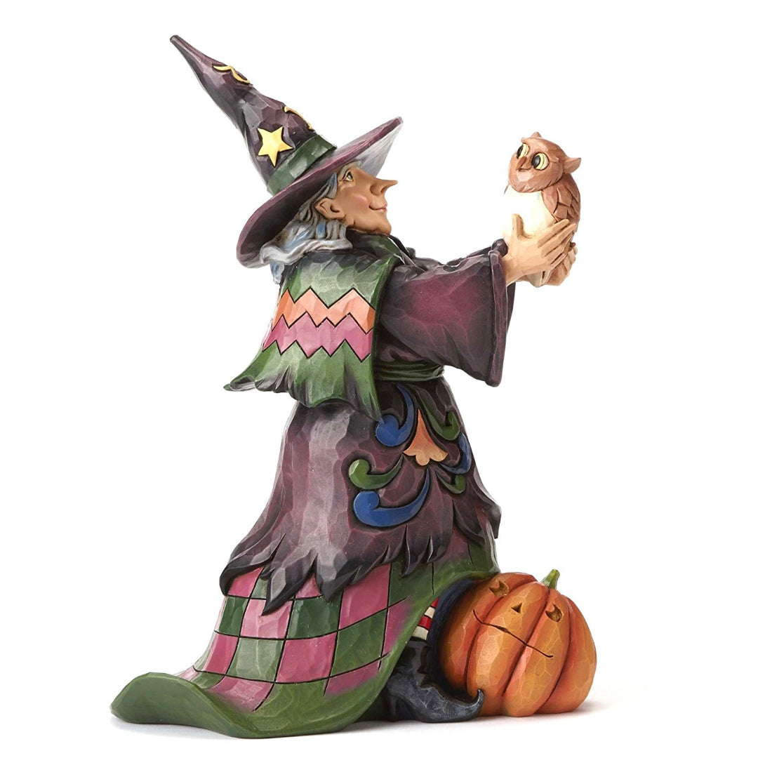 Jim Shore Hoot 'n Howl for Halloween Witch Holding Owl Figurine
