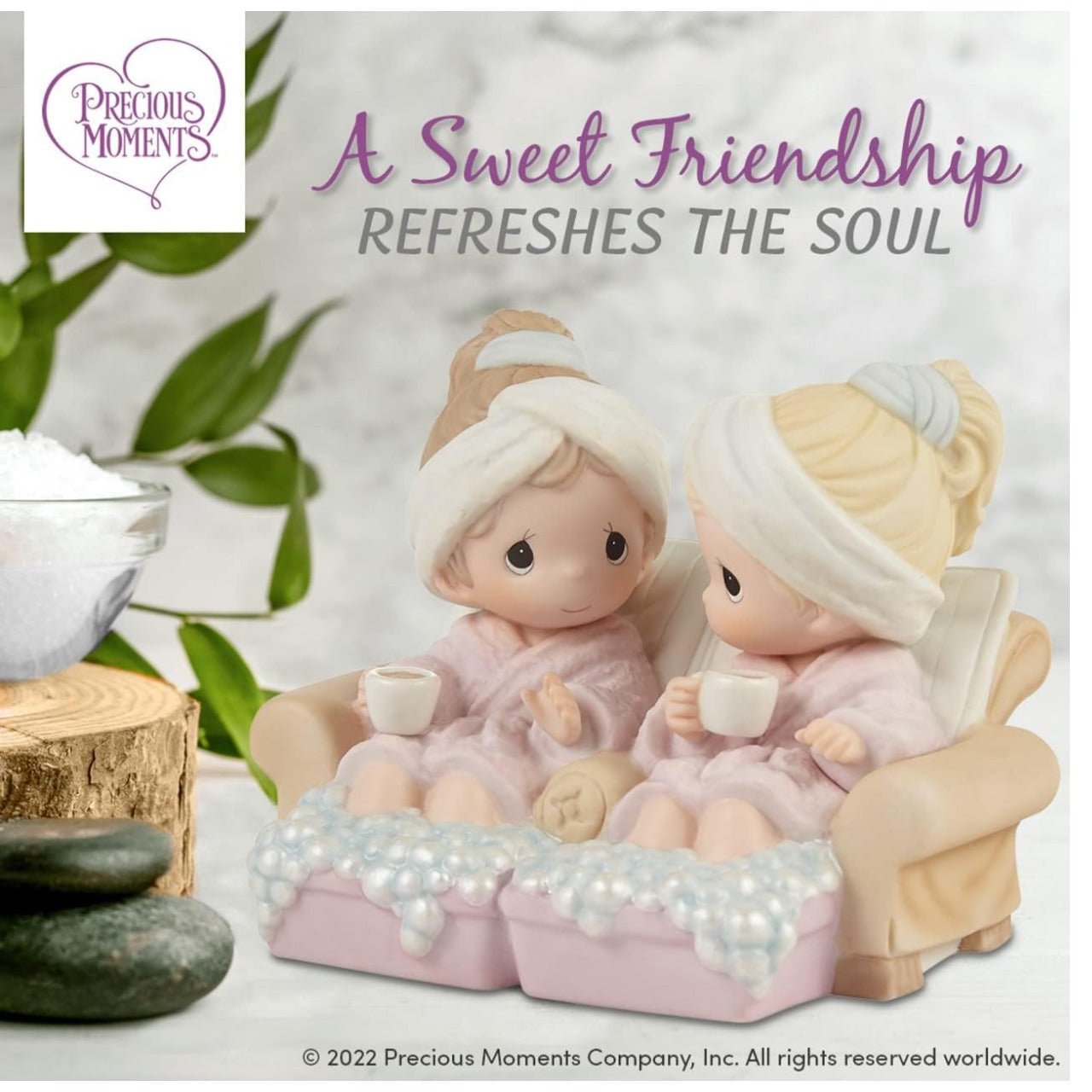 A Sweet Friendship Refreshes the Soul Bisque Porcelain Figurine