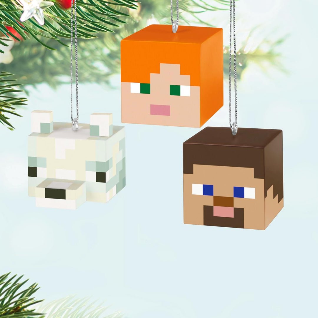 Alex, Steve and Arctic Fox Minecraft 2025 Miniature Keepsake Ornaments