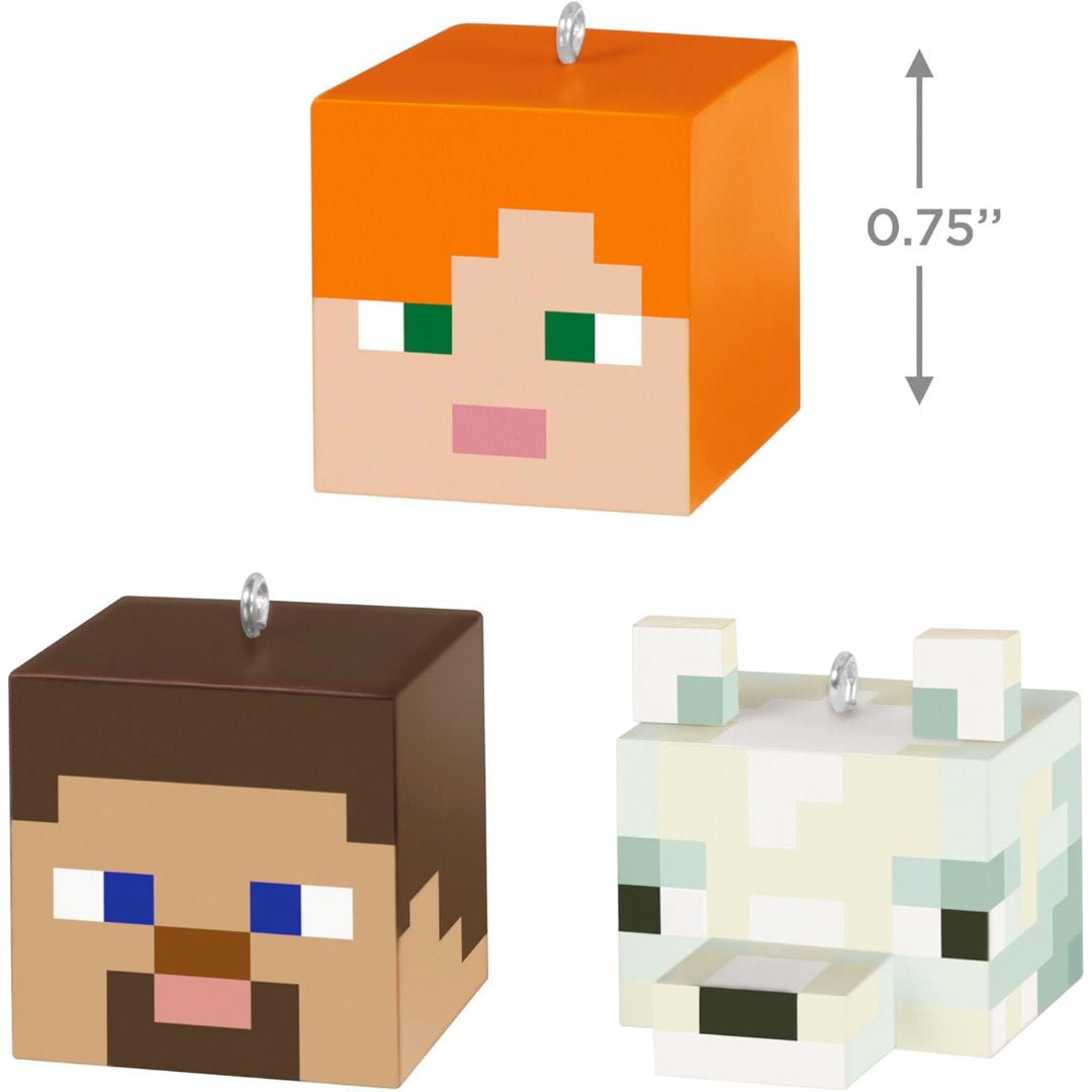 Alex, Steve and Arctic Fox Minecraft 2025 Miniature Keepsake Ornaments