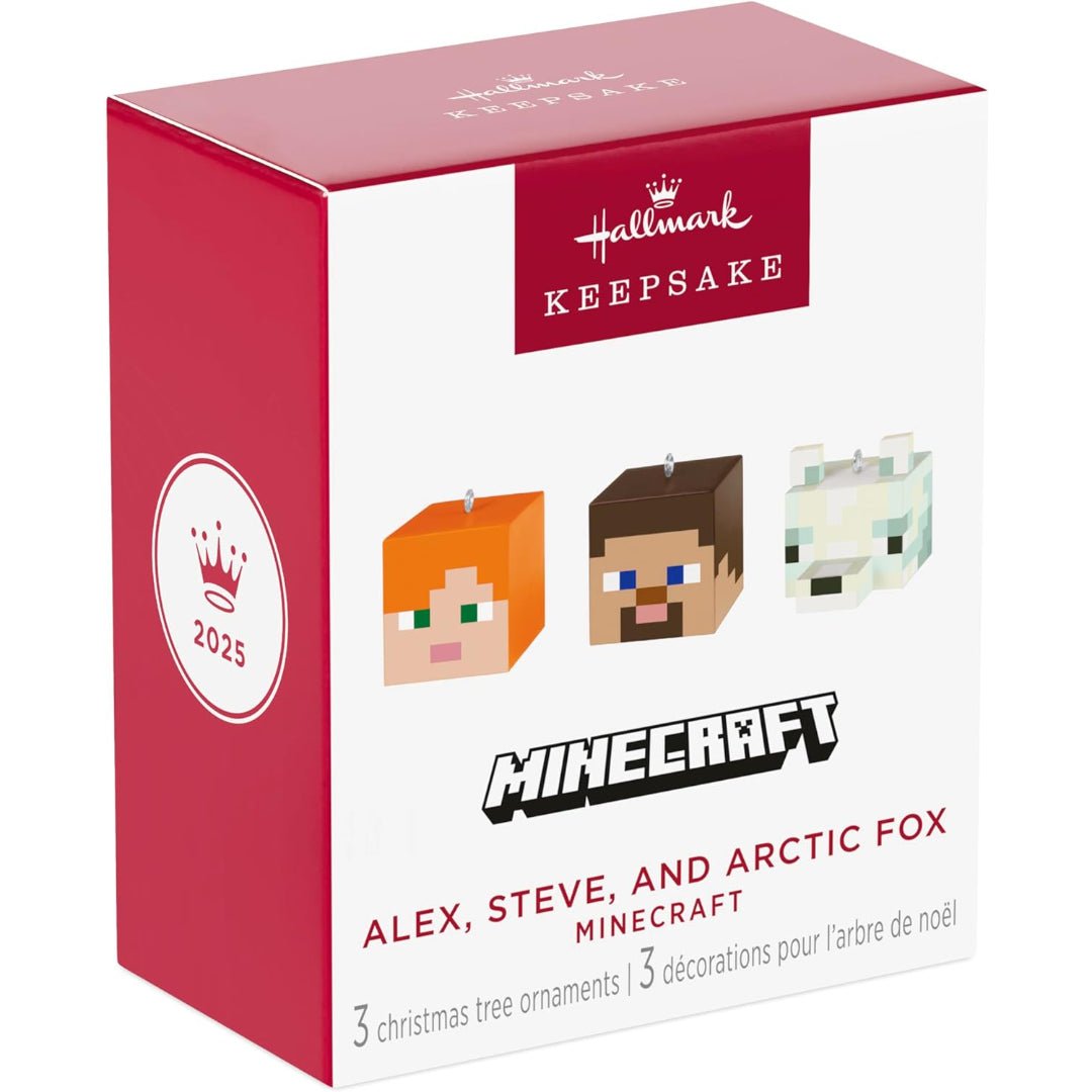 Alex, Steve and Arctic Fox Minecraft 2025 Miniature Keepsake Ornaments