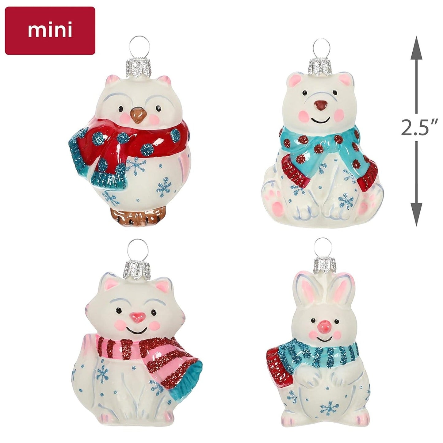 Arctic Friends Animals Miniature Blown Glass, Set of 4, 2019 Miniature Keepsake Ornaments