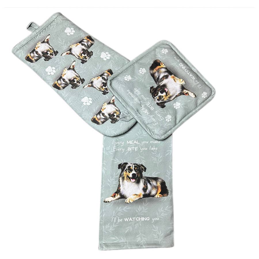 Australian Shepherd Oven Mitt Set