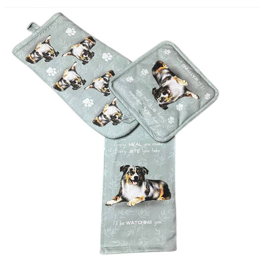 Australian Shepherd Oven Mitt Set