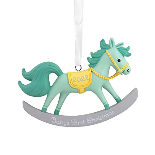 Baby Boy's First Christmas Rocking Horse 2022 Tree Trimmer Ornament