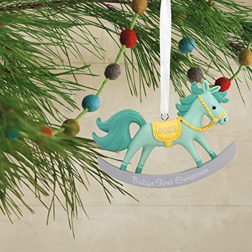 Baby Boy's First Christmas Rocking Horse 2022 Tree Trimmer Ornament