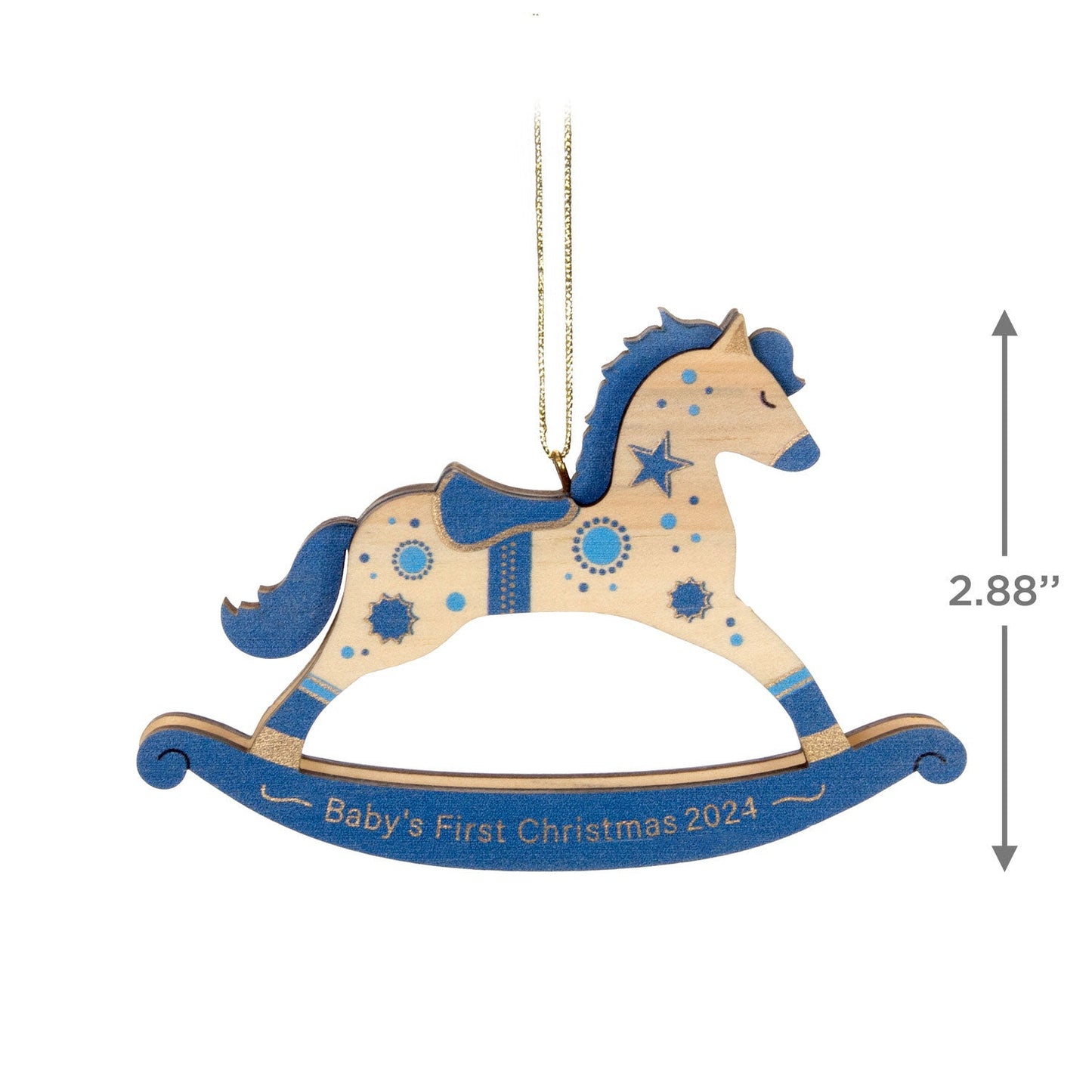 Baby Boy's First Christmas Rocking Horse 2024 Wood Keepsake Ornament