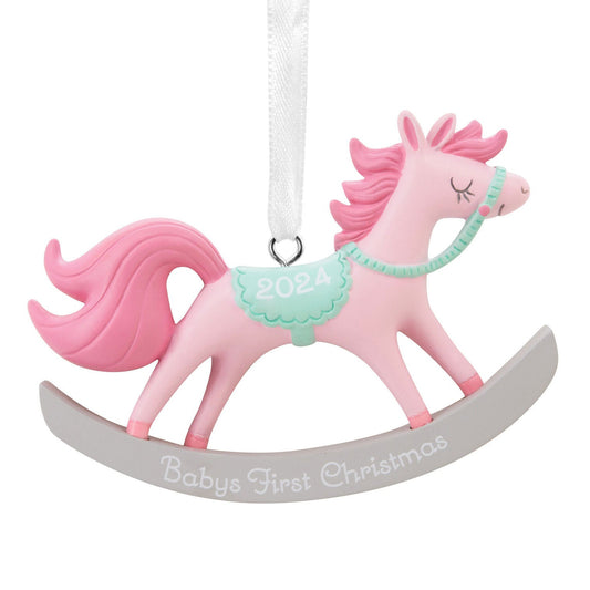 Baby Girl's First Christmas Rocking Horse 2024 Hallmark Ornament