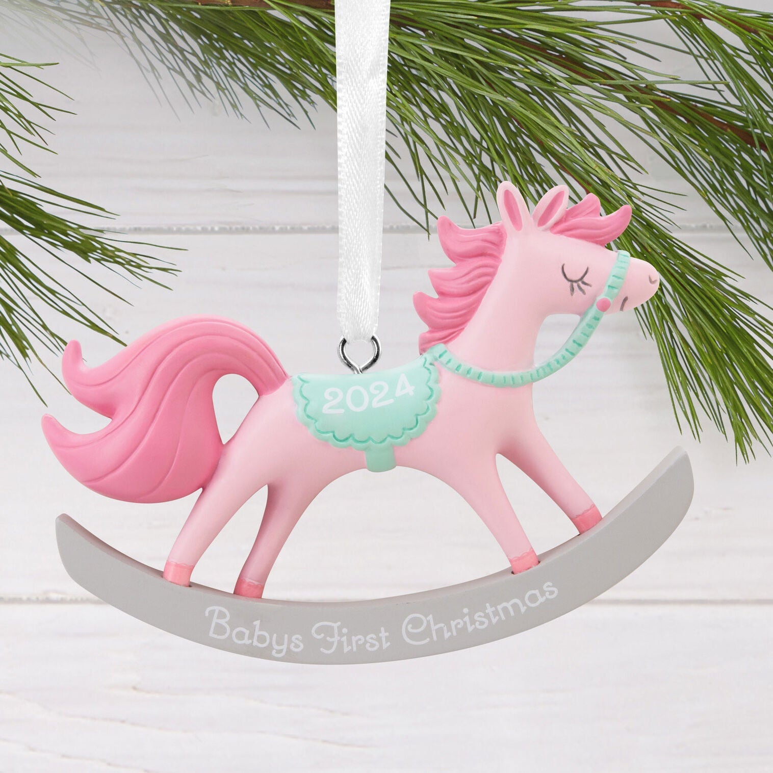 Baby Girl's First Christmas Rocking Horse 2024 Hallmark Ornament