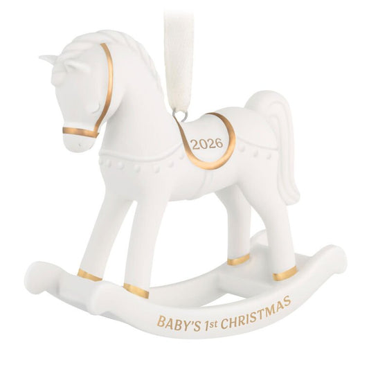Baby's First Christmas Rocking Horse 2026 Porcelain Keepsake Ornament