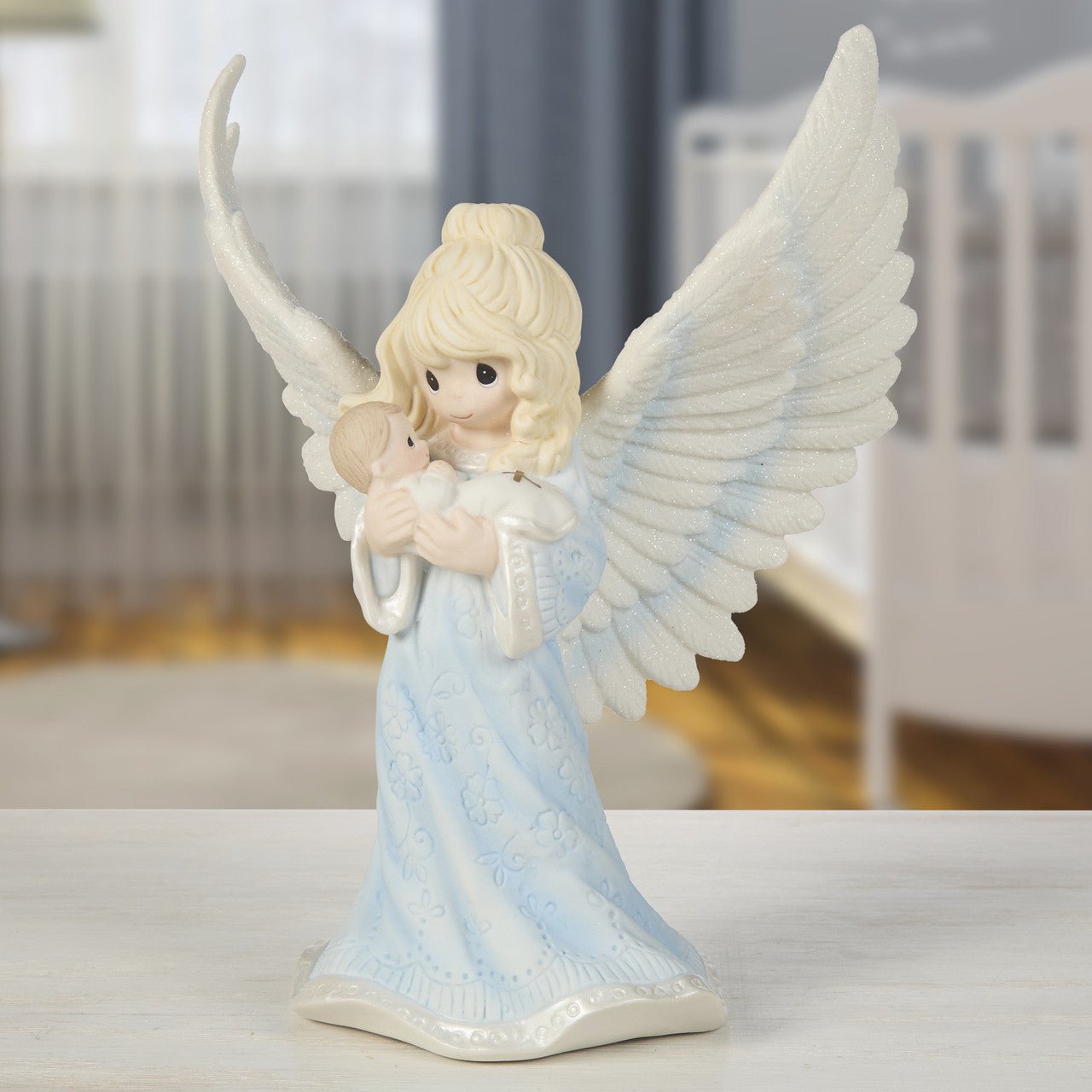 Baptism Angel Holding Baby Figurine