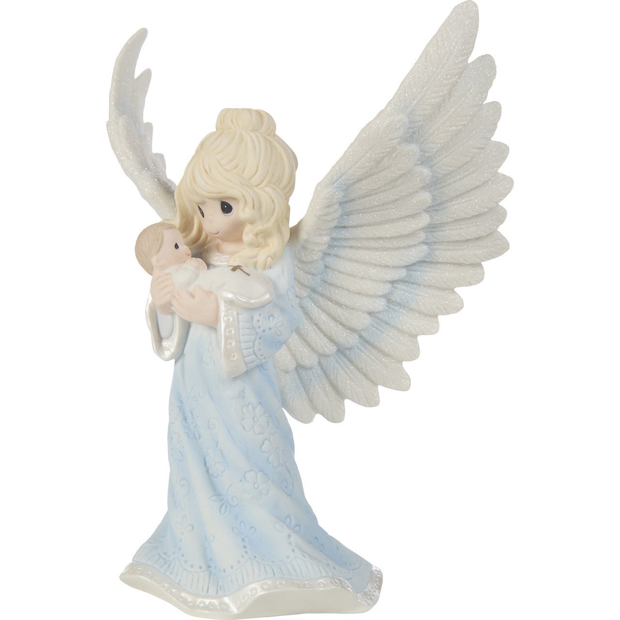 Baptism Angel Holding Baby Figurine