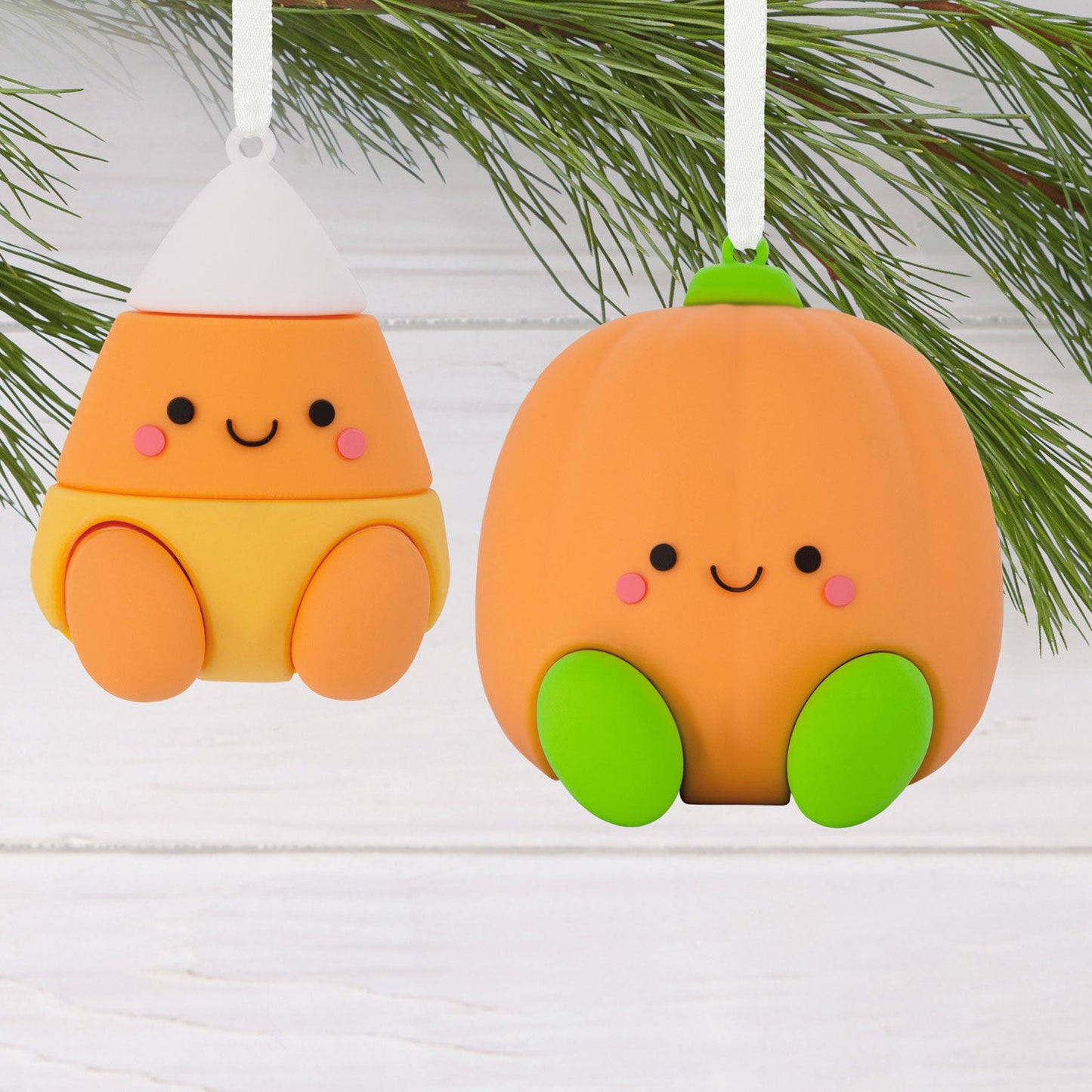 Better Together Pumpkin and Candy Corn Magnetic Hallmark Ornaments, Set of 2