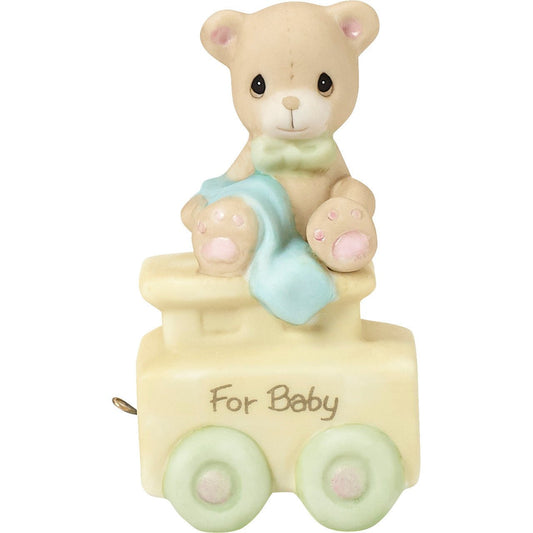 Birthday Train Baby Bear Figurine