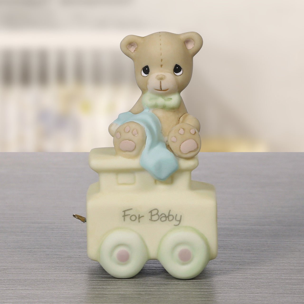 Birthday Train Baby Bear Figurine