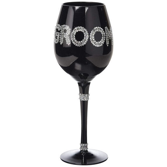 Bling Bride and Groom Wine Glasses Set of 2
