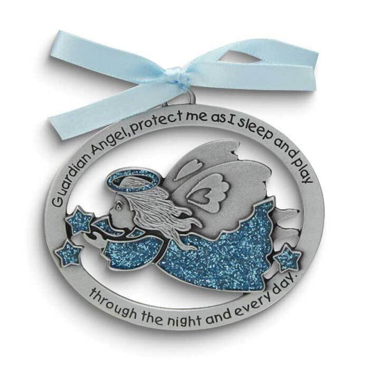 Blue Guardian Angel Crib Medal