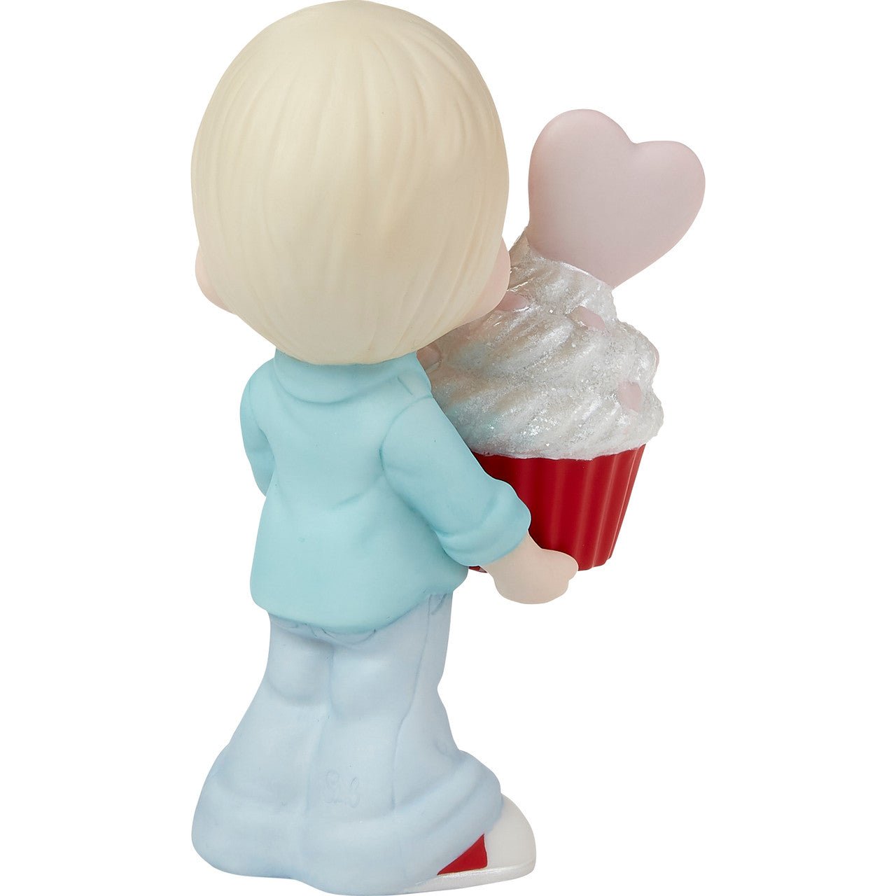 Boy Holding Red Velvet Cupcake Figurine - Blonde