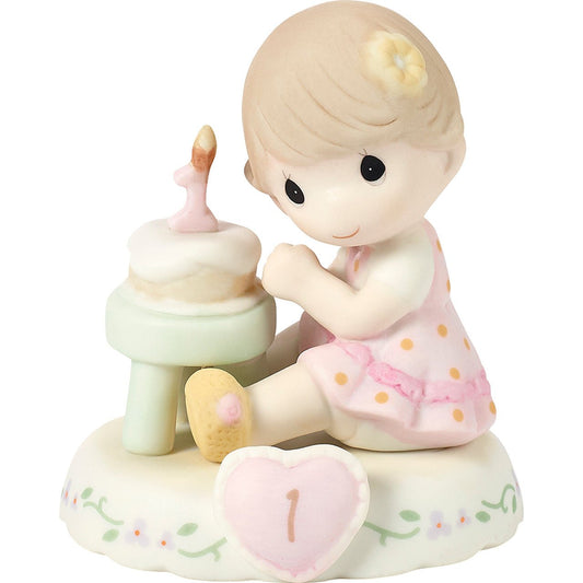 Brunette Girl With Cake Age 1 Figurine