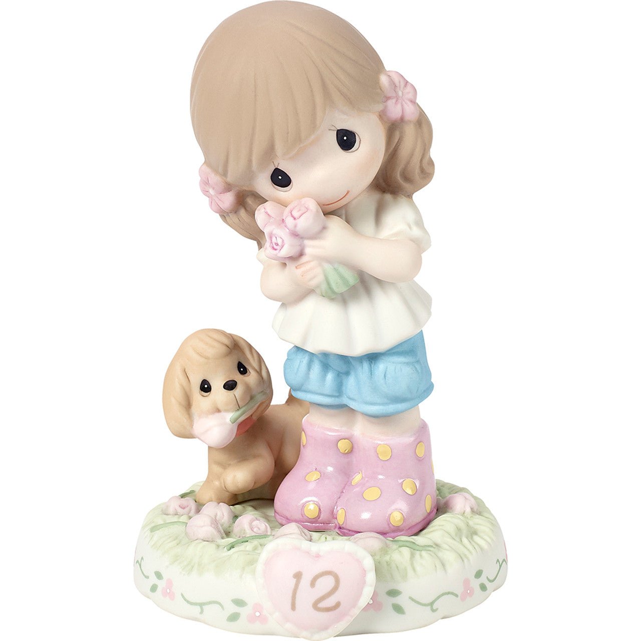 Brunette Girl With Puppy Age 12 Figurine