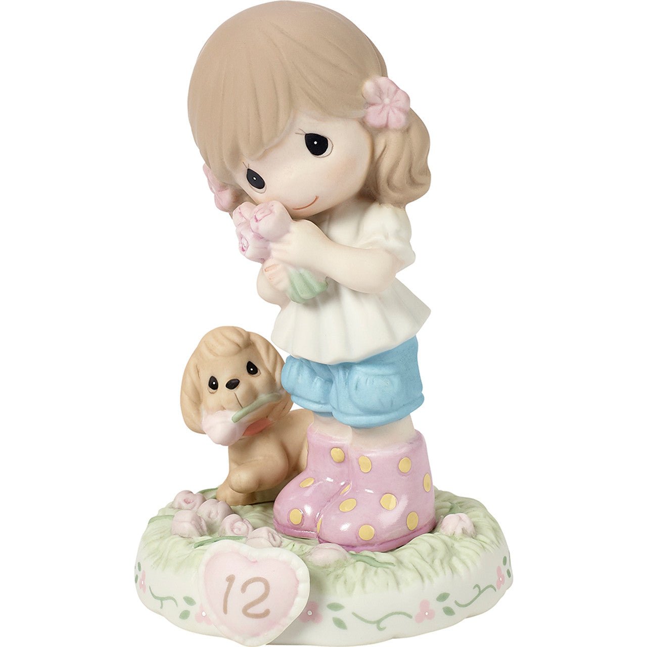 Brunette Girl With Puppy Age 12 Figurine