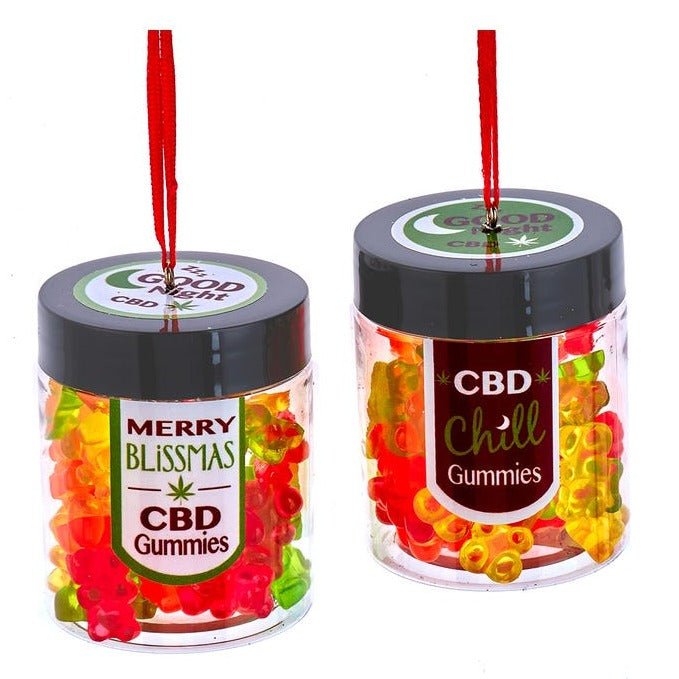 CBD Gummies Jar Ornaments, Set of 2