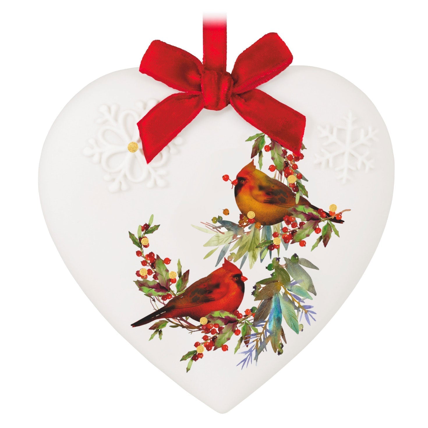 Christmas Cardinals Porcelain 2024 Keepsake Ornament