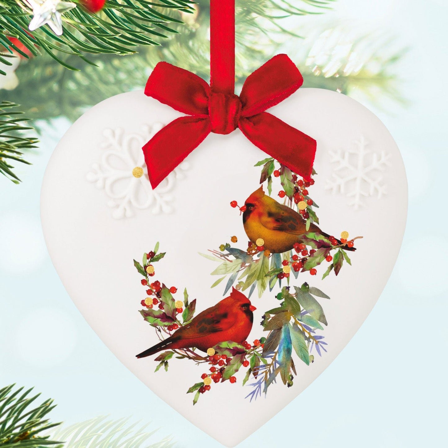 Christmas Cardinals Porcelain 2024 Keepsake Ornament